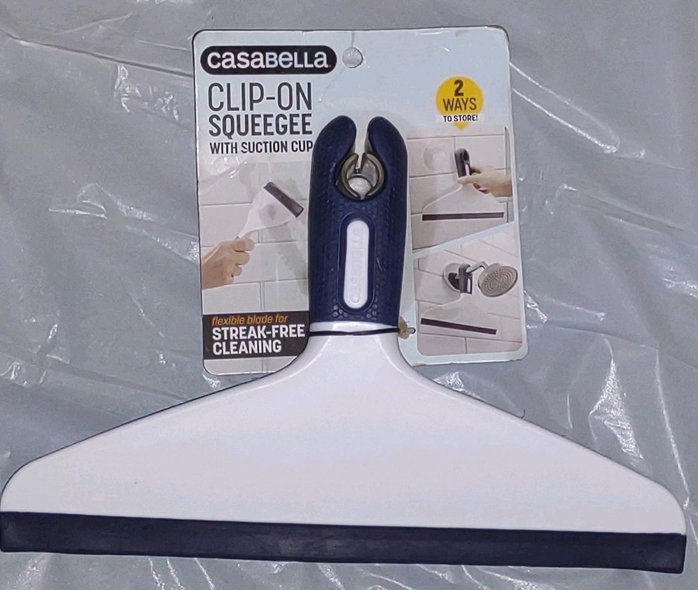 Casabella White Silicone Clip-On Shower Squeegee 10'' Wide