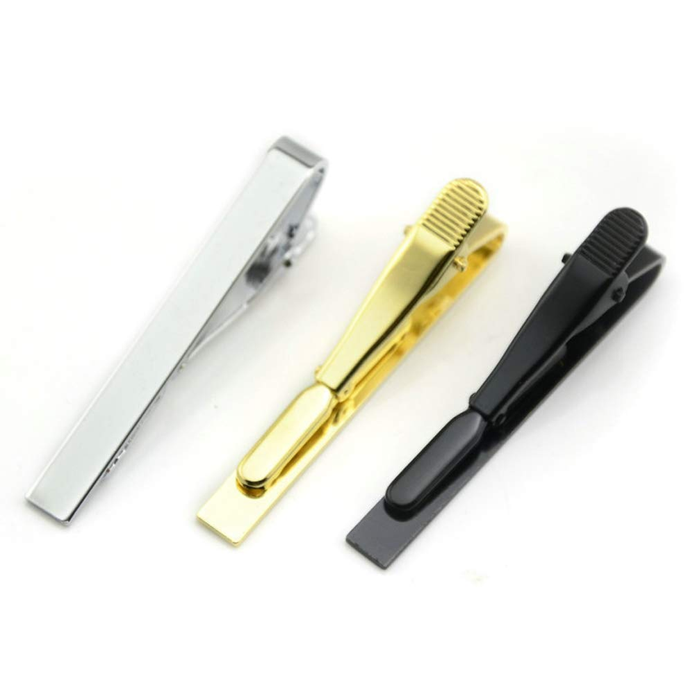 3 Pcs Gold Metal Tie Bar Clips for Men 2.2 Inch Classic Pinch Pins