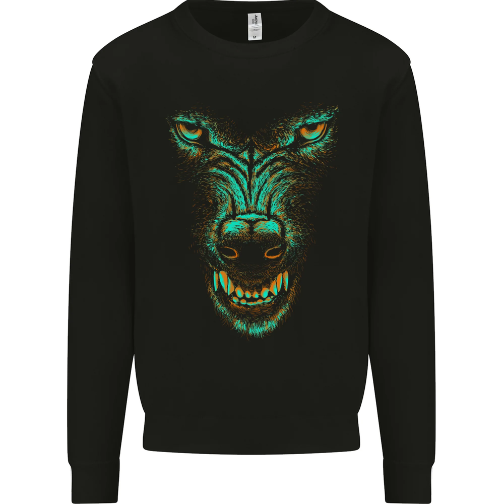 Scary Wolf Face Werewolf Horror Halloween Mens Sweatshirt Jumper