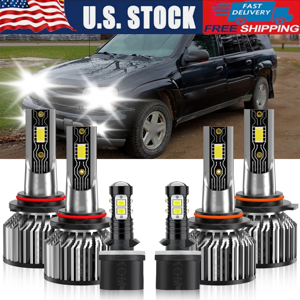 9005 9006 880 LED Headlight Fog High Lo Beam For Chevy Trailblazer EXT 2002-2006