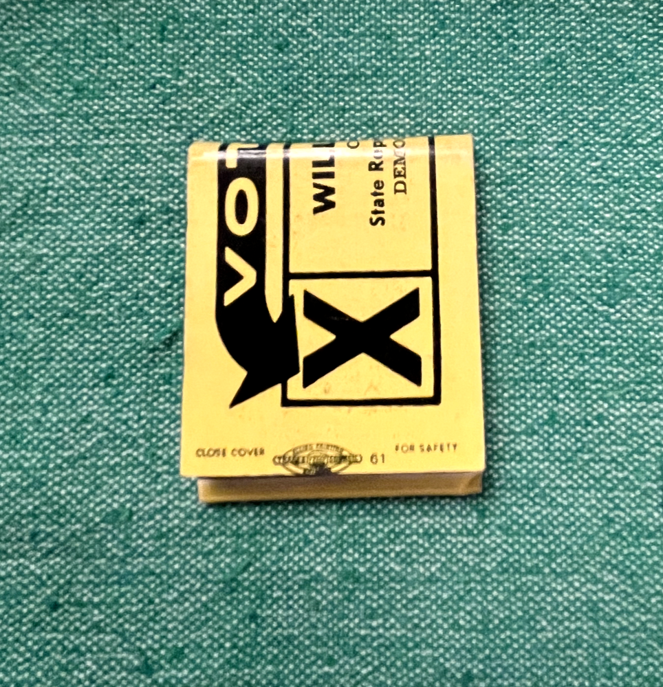 Vote Willis J. Whatley Texas Legislatur Houston Vintage Used Political Matchbook