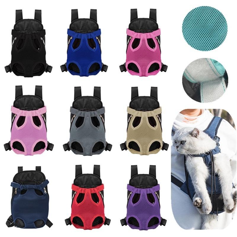 Breathable Double Shoulder Pet Carrier Backpack for Cats and Dogs with Mesh Panels-image
