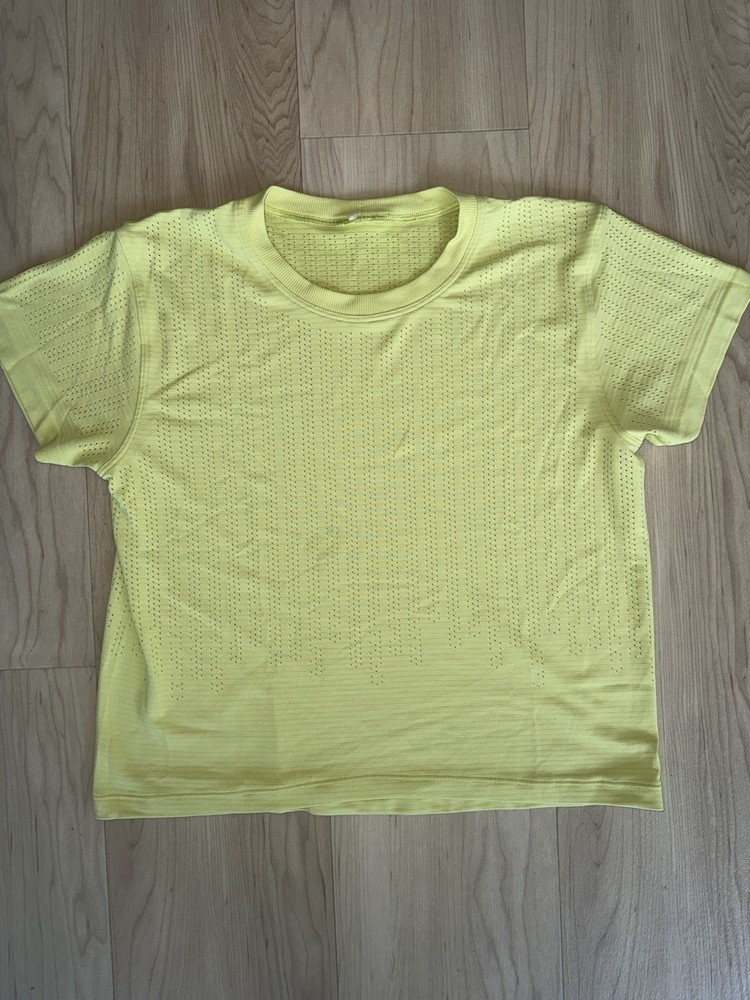 Lululemon M Train To Be Short Sleeve Soleil Bright Yellow Seamless EUC!