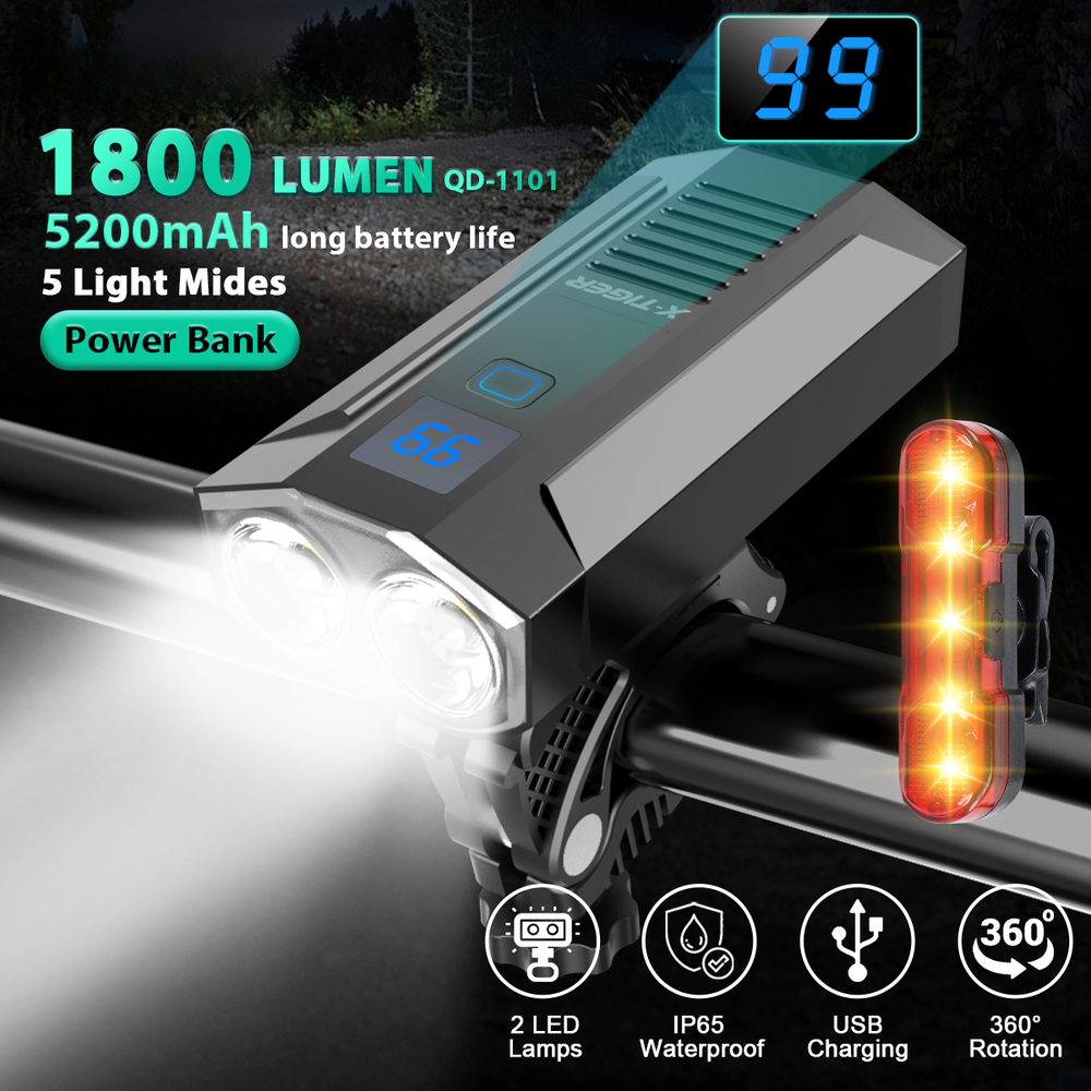 Waterproof USB Rechargeable Bike Front Light Set Cycling Accessory US