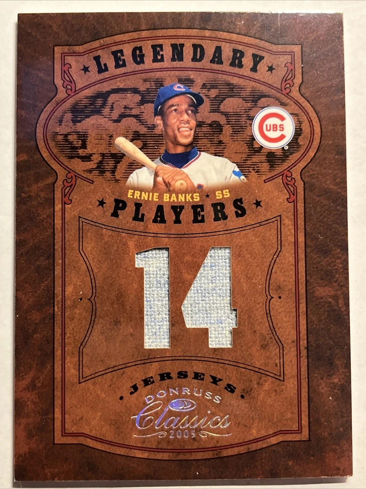 2005 Donruss Classics Ernie Banks #LP-13 Jersey Number Materials /14 Legendary Players MEM