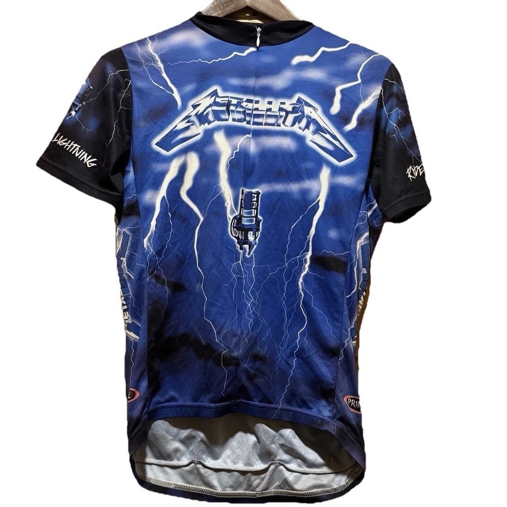 2006 Primal Ride The Lightning Metallica Blue Cycling Jersey Mens Medium
