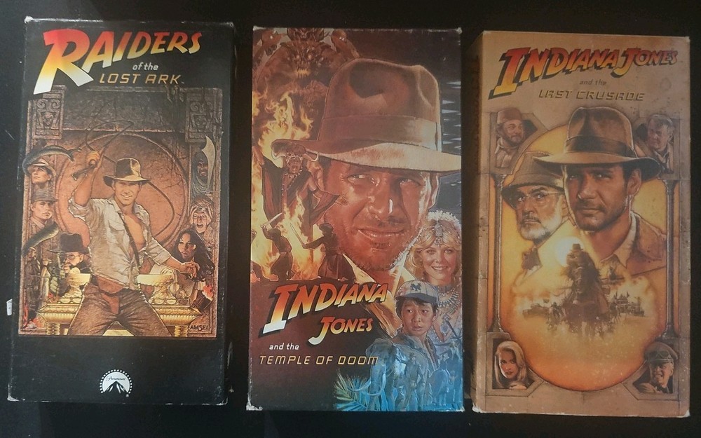 VTG 1989 Indiana Jones Movie Trilogy VHS 3-Tape Box Set Original Paramount