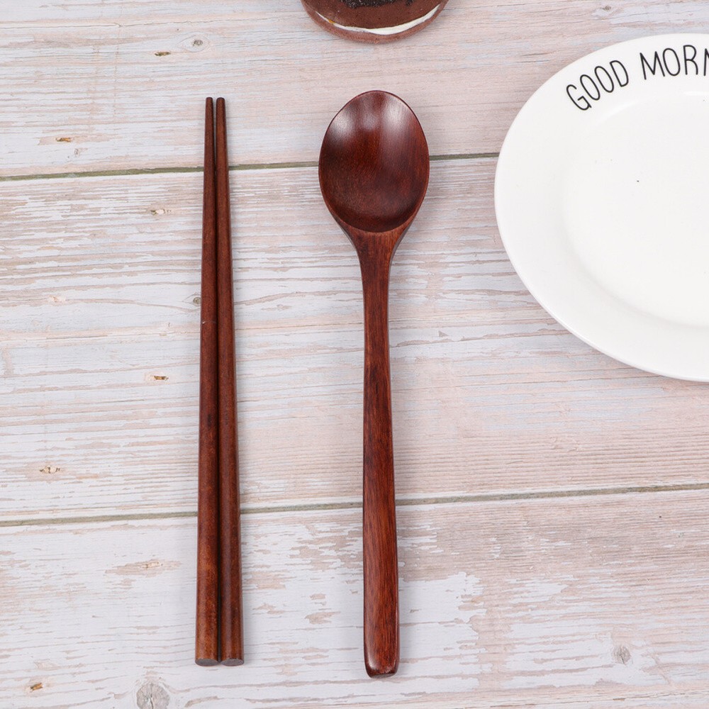 Wooden Tableware Spoon Chopsticks Wood Mixing Spoon Natural Wood Cutlery