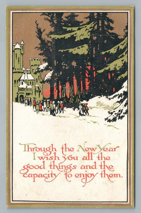 New Year Antique Art Postcard Good Things Capacity to Enjoy Them-image