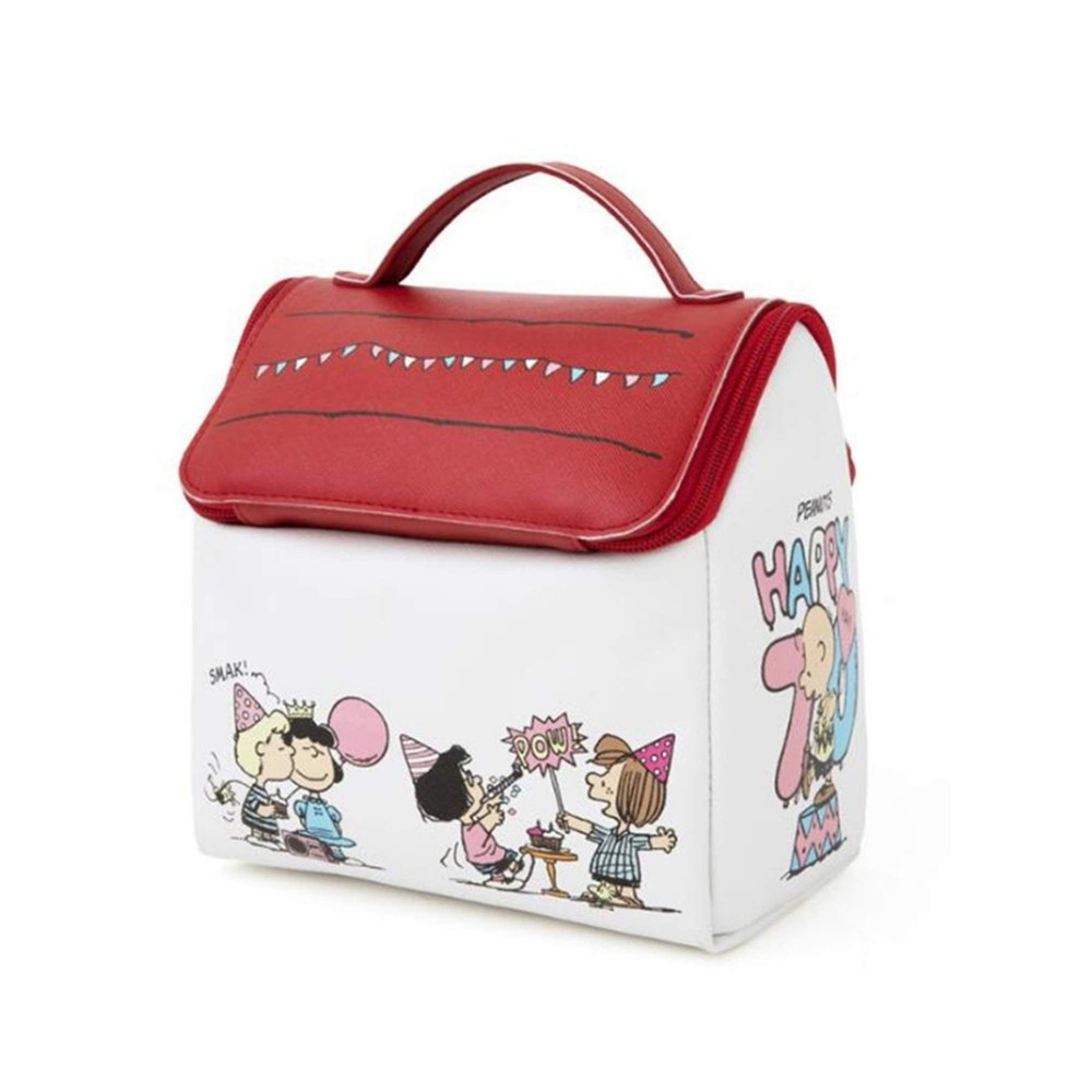 White Dog 70th Anniversary Roof-Style Portable Makeup Bag for Cosmetics  