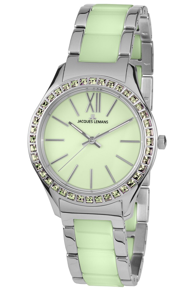 Jacques Lemans Ladies Watch Steel Ceramic Light Green 1-1797K