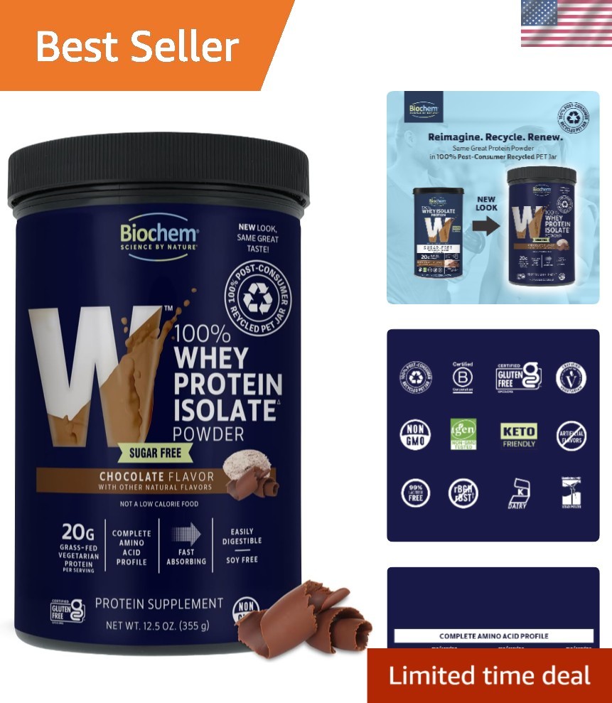Delicious Sugar-Free Chocolate Whey Protein - Gluten-Free, 12.5oz, Keto Friendly