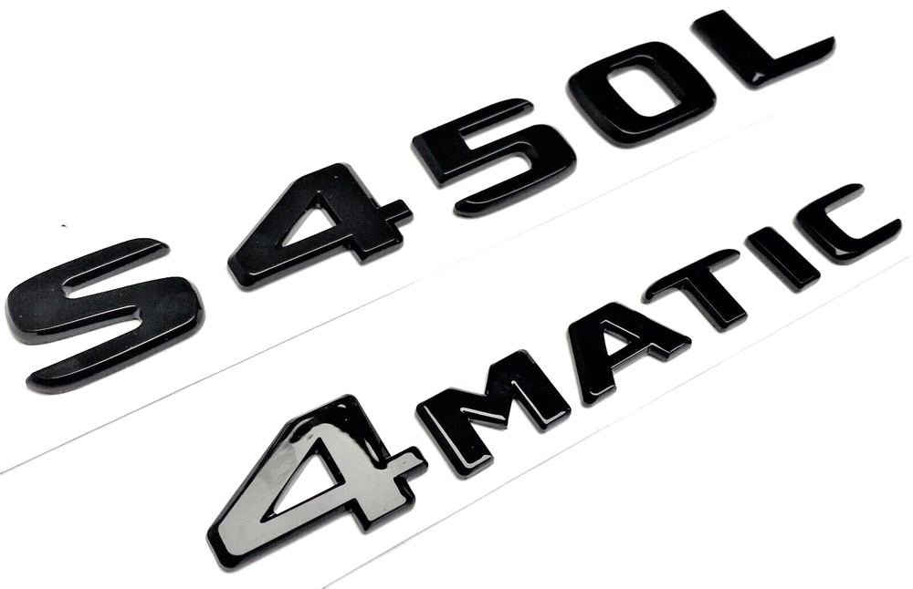 2 BLACK S450L + 4MATIC FOR MERCEDES REAR TRUNK EMBLEM BADGE NAMEPLATE LETTER
