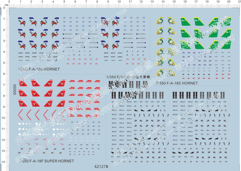 1/350 F/A-18C/D Hornet F/A-18E/F Super Hornet Model Kit Water Decal