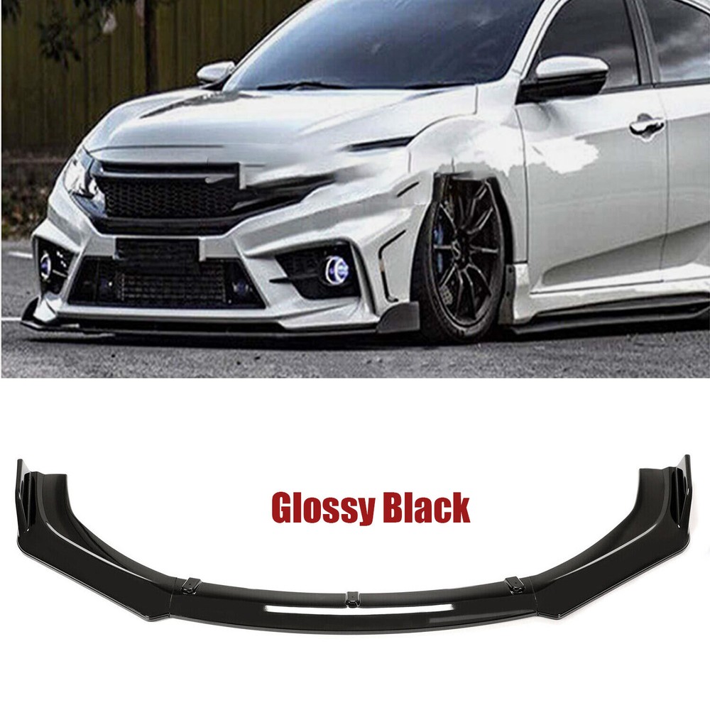 For Honda Civic SI Sedan 2010-23 Front Bumper Lip Body Kit Spoiler Glossy Black