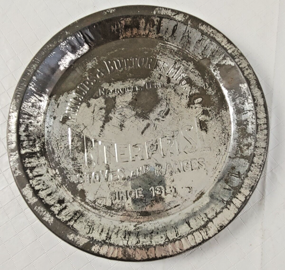 Enterprise Stoves & Ranges Phillips Buttorff Mfg Adv Pie Tin Nashville #21531