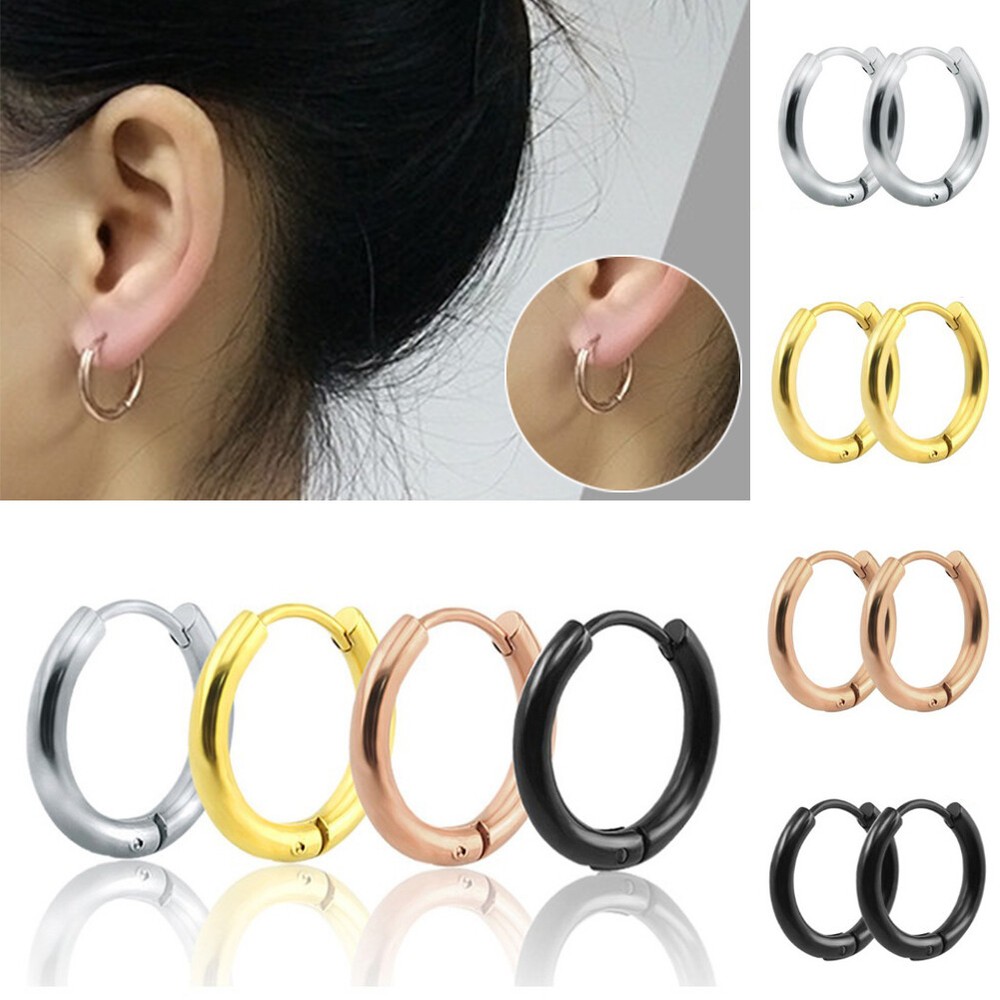 1pc Round Titanium Steel Earrings Women Man Unisex Earrings Jewelry Accessori