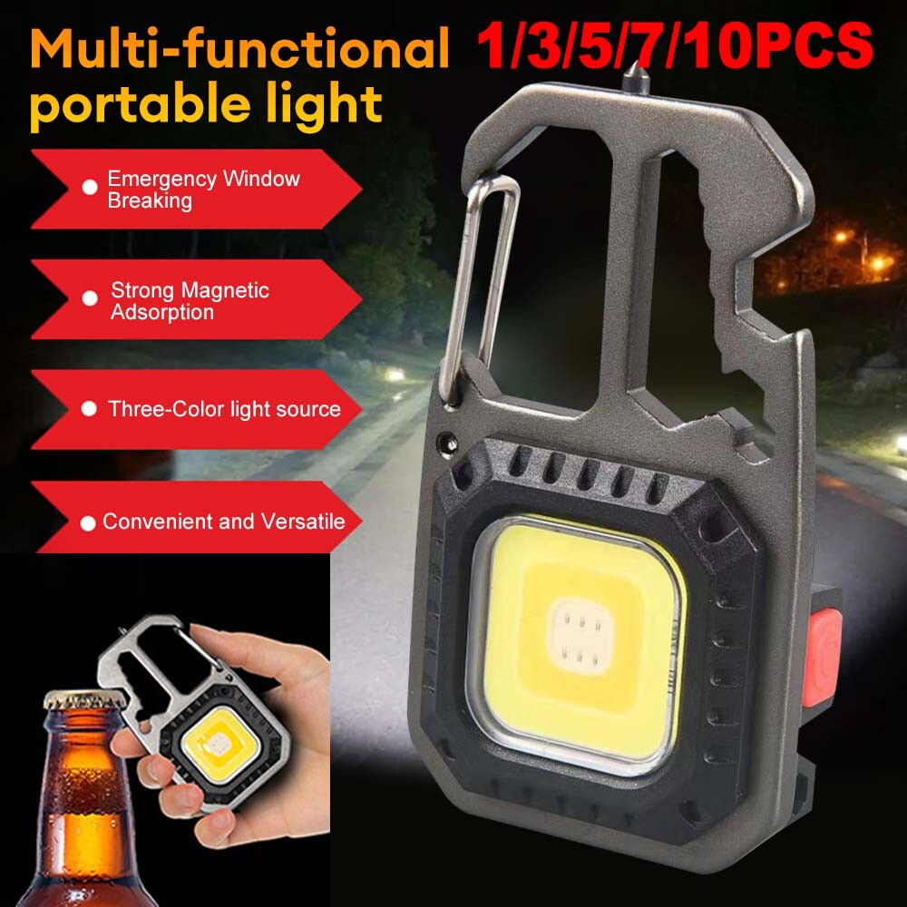 Mini USB Rechargeable LED COB Flashlight Keychain Work Light Torch