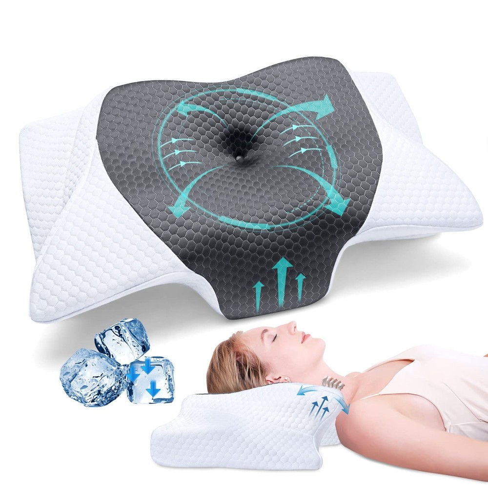 Slow Rebound Memory Foam Neck Pillow for Side Sleepers - 2-in-1 Ergonomic Design