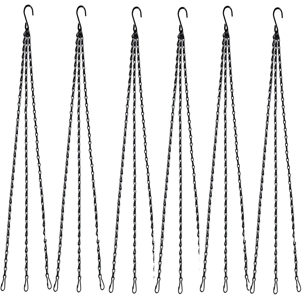 Black 24 Inches Metal Wire Hanging basket Chains for Flower Plant Pot, Orname...