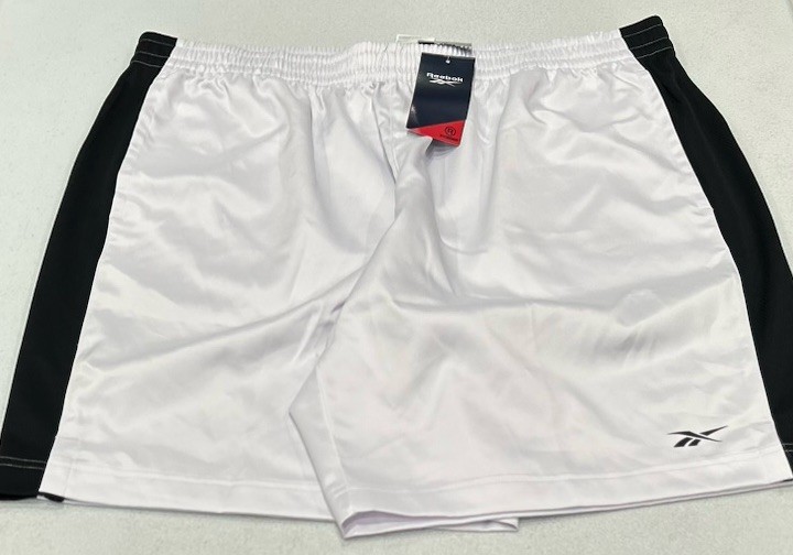 Reebok Men's Casual Basketball Satin and Mesh Shorts, White/Black, 2XL