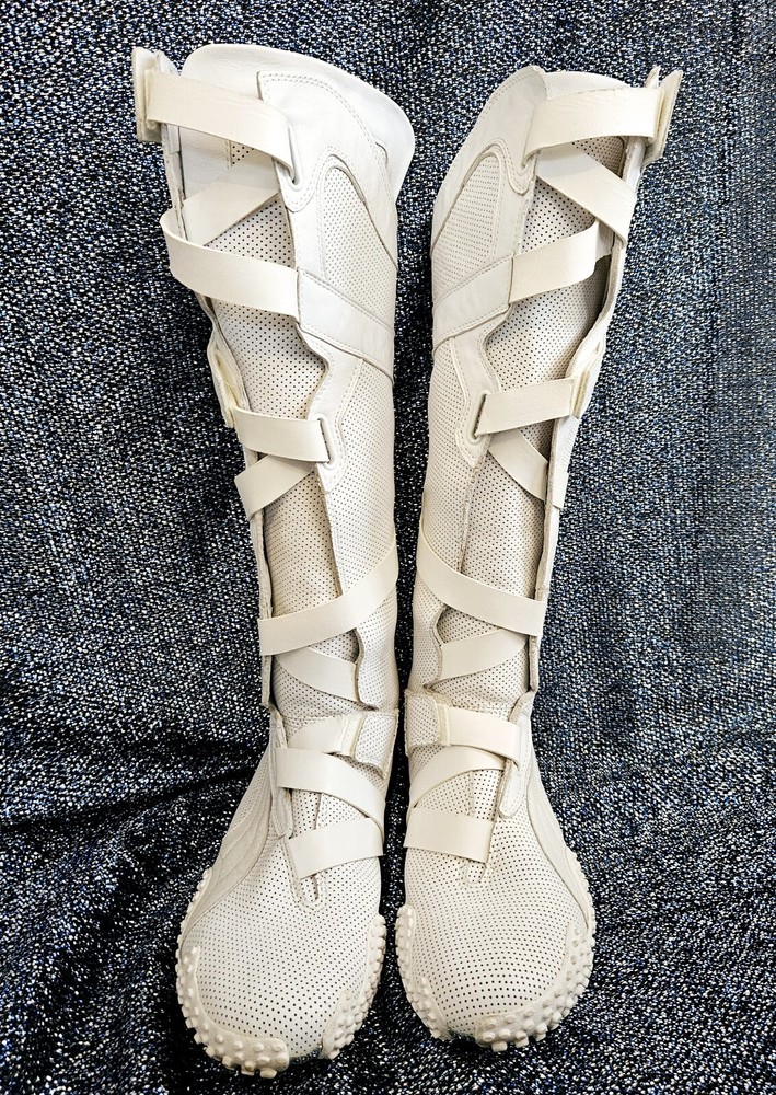 Rare Archival Y2K Puma Mostro Alto White Knee High Boxing Boots Women's 8.5
