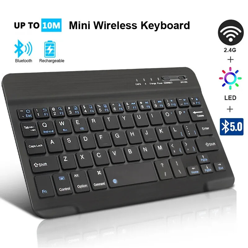 Compact 2.4G Rechargeable Mini Keyboard for MacBook iPad Gaming Receiver
