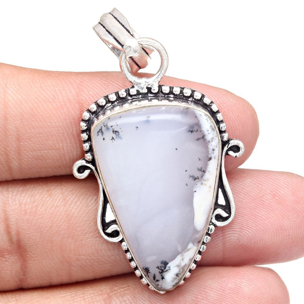 Pendant Dendritic Opal Gemstone Handmade Mother'Day Silver Jewelry 2