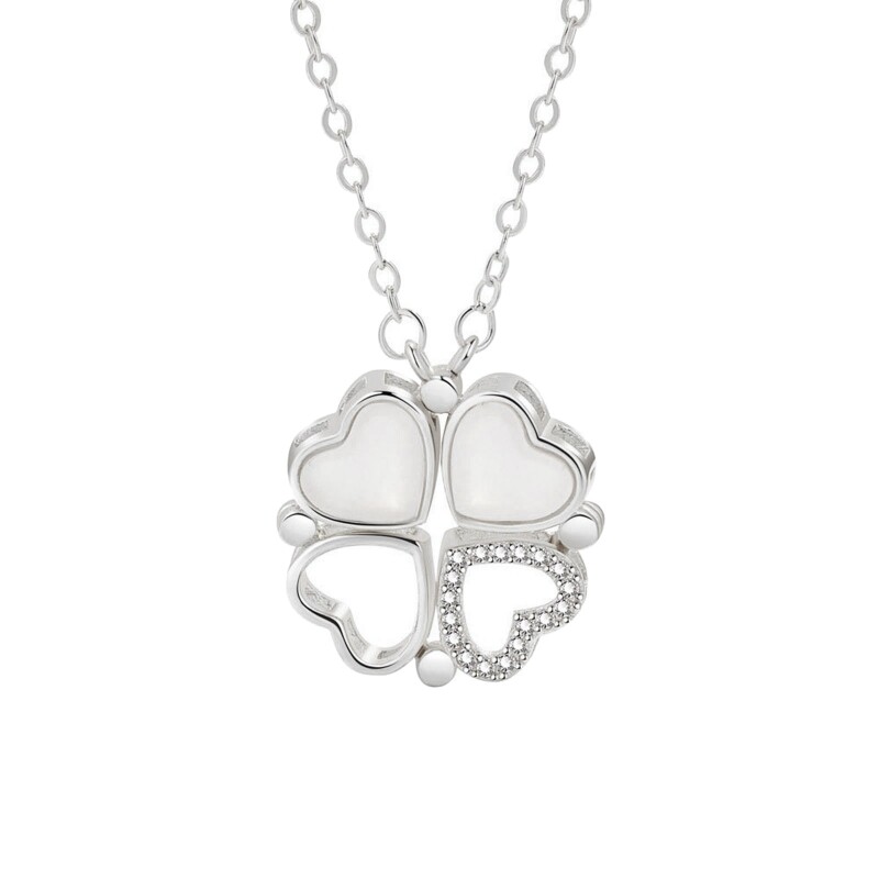 Diamond Studded Four-Leaf Clover Clavicle Chain Multi-Way Necklace