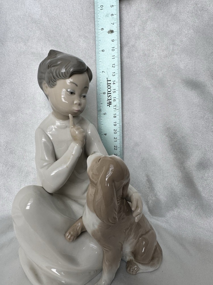 Vintage Lladro 4522 Porcelain Boy and Dog Figurine Collectible