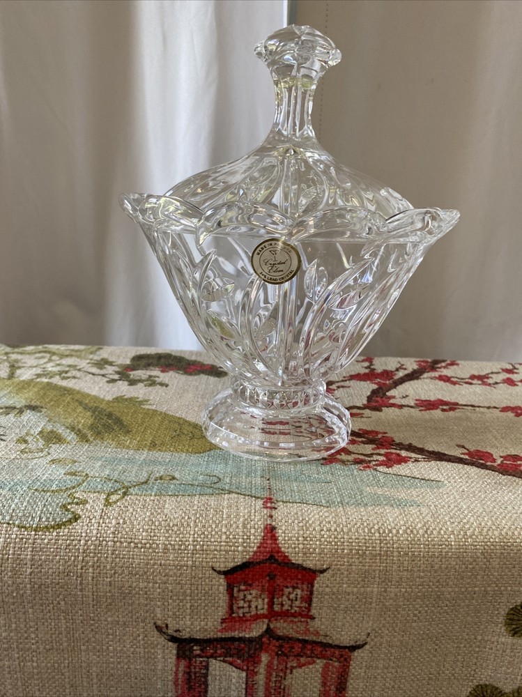 Vintage Polish 24% Lead Crystal Candy Dish with Lid