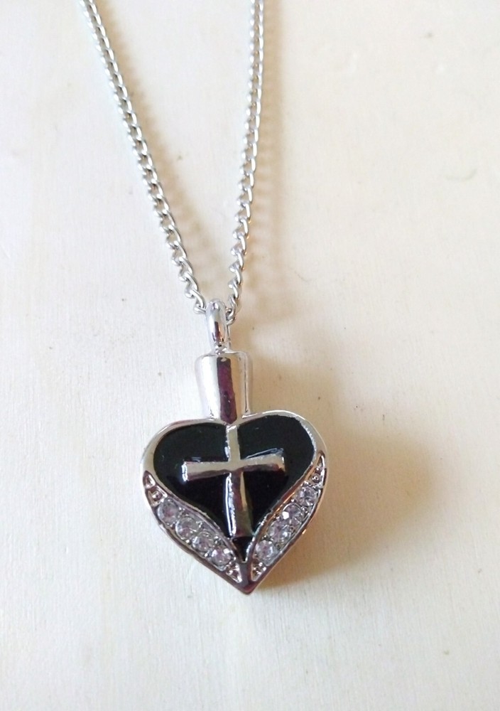 CROSS Cremation Urn Keepsake Ashes Memorial Necklace Always In My Heart