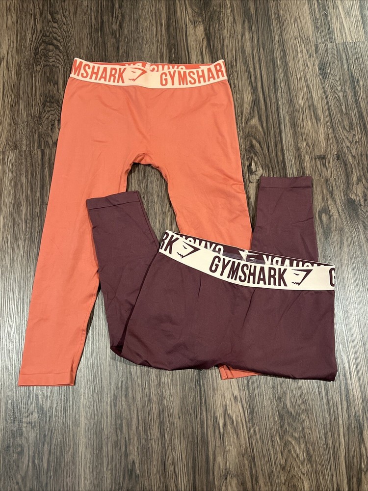 Gymshark Fit Leggings Size M Women’s Seamless Spell Out Logo Elastic Lot Of 2