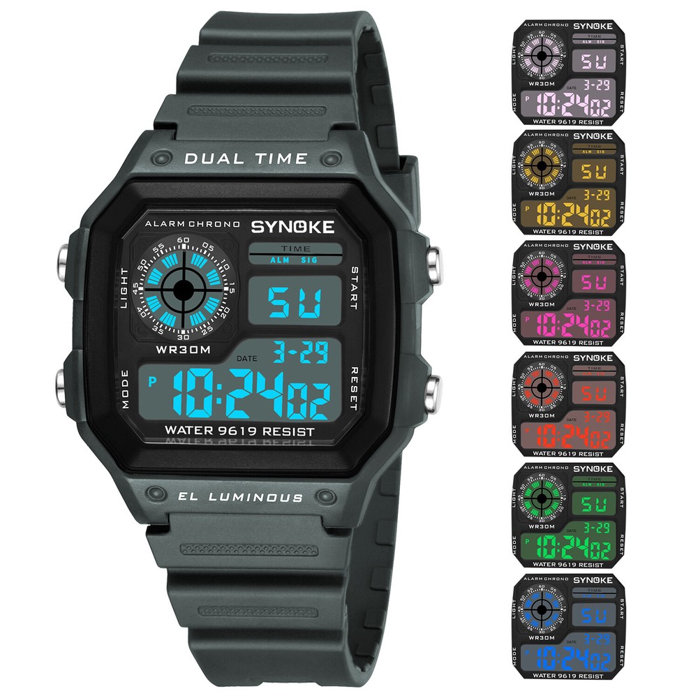 Waterproof Digital Sports Watch Military Tactical LED Backlight Wristwatch Mens