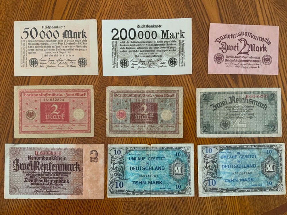 Vintage banknote lot from Germany.