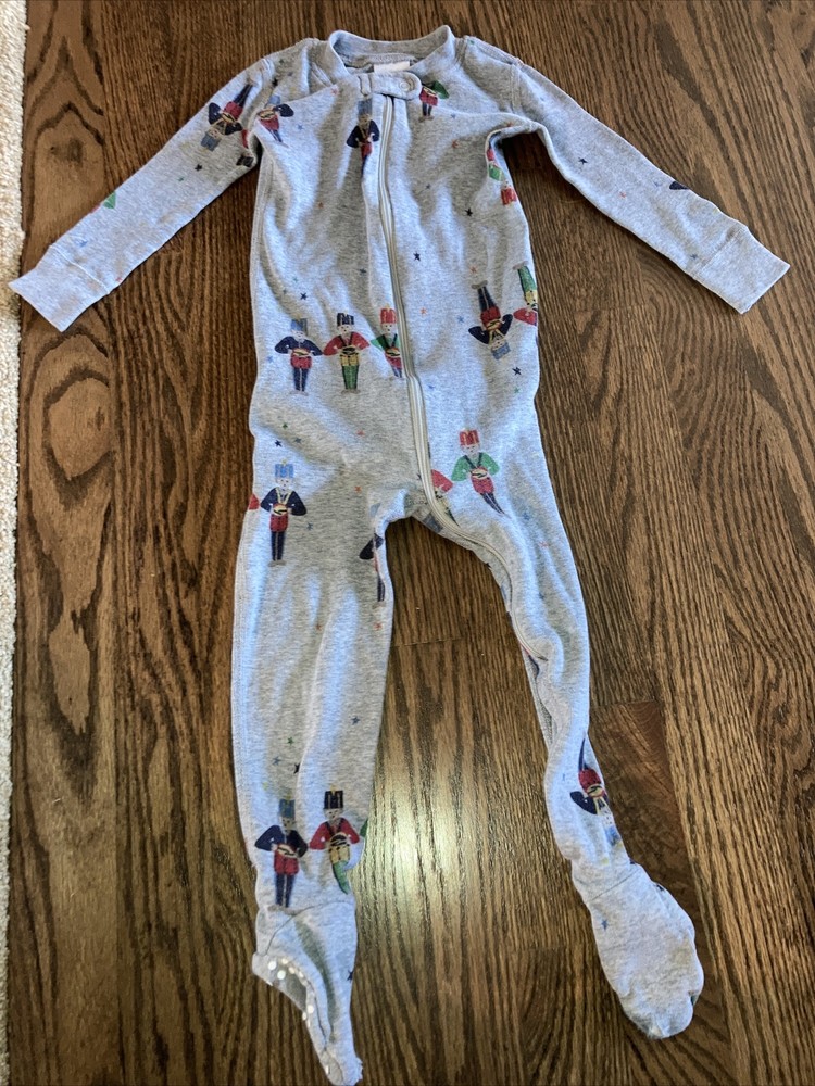 Hanna Anderson size 2T Christmas pj Zippered pajama holiday - Defects