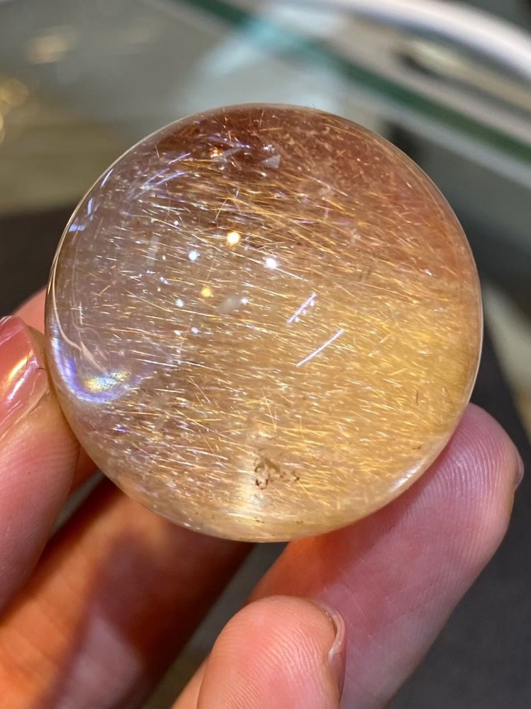 32.5mm High quality Natural Rutilated Quartz Sphere Crystal Energy ball healing