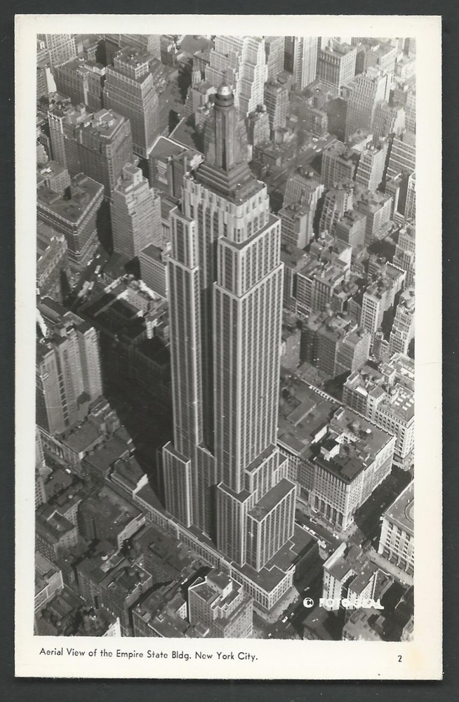 New York NY Empire State Building Aerial View Vintage Real Photo Postcard RPPC