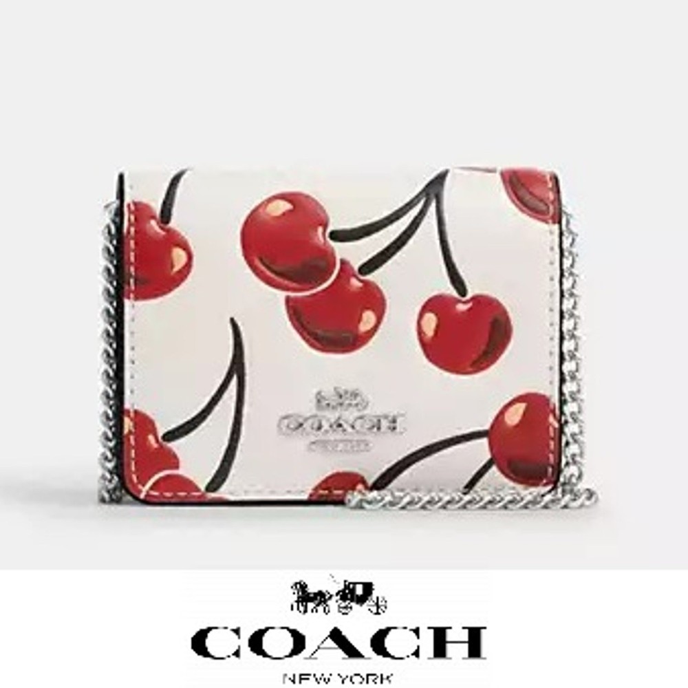 Coach Mini WOC Wallet On Chain Cherry Print Design  