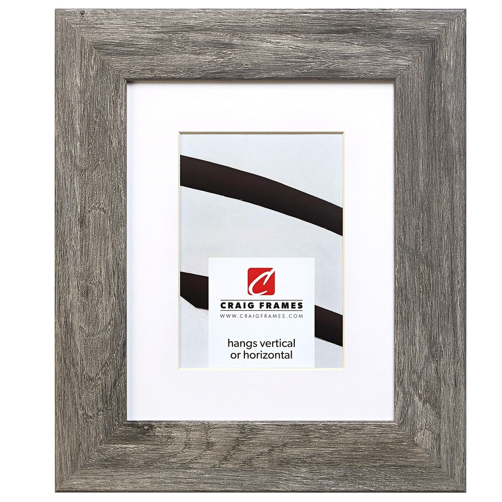 8x10 Faux Gray Barnwood Picture Frame with 5x7 Matted Display