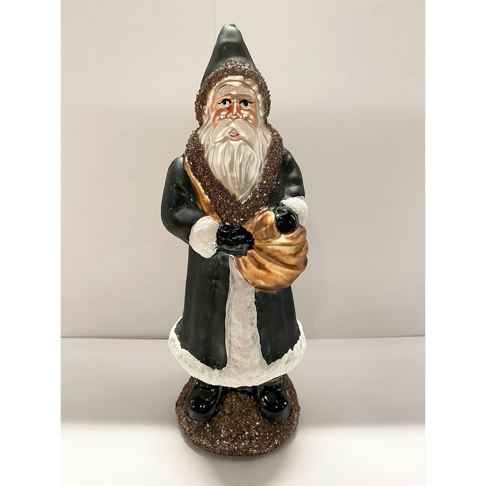 Vintage-Style Santa Claus Decorative Green Figurine  – Christmas Ornament