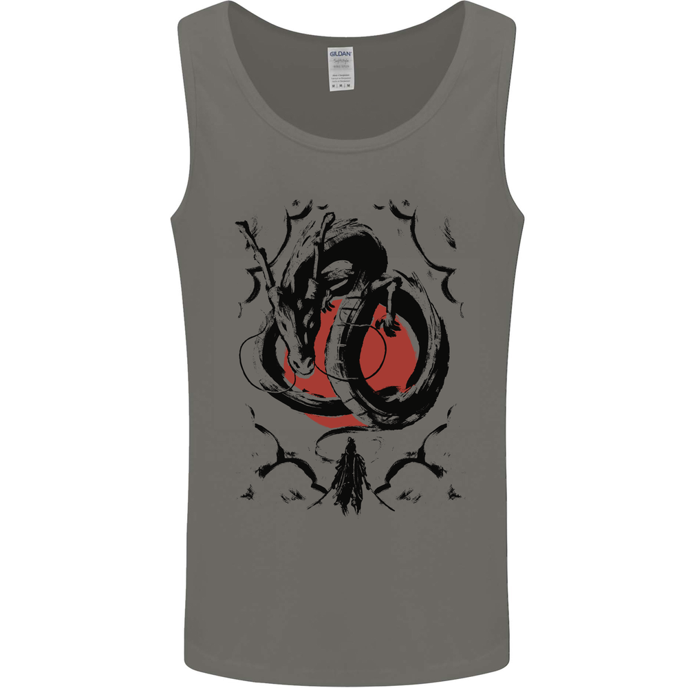 Samurai Warrior Dragon & Sun Fantasy MMA Mens Vest Tank Top