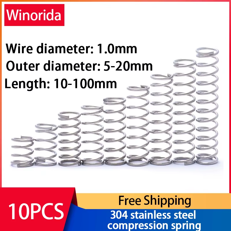 Stainless Steel Compression, Return Spring, Steel Wire Diameter 1.0Mm Diamr 15MM