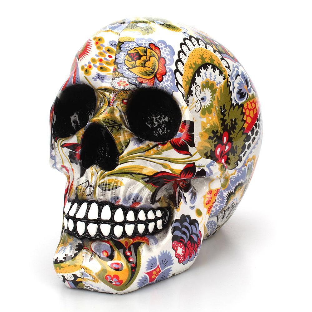 Figurines Graffiti Skull Resin Smooth Small Multicolor Modern Free Stand Decor
