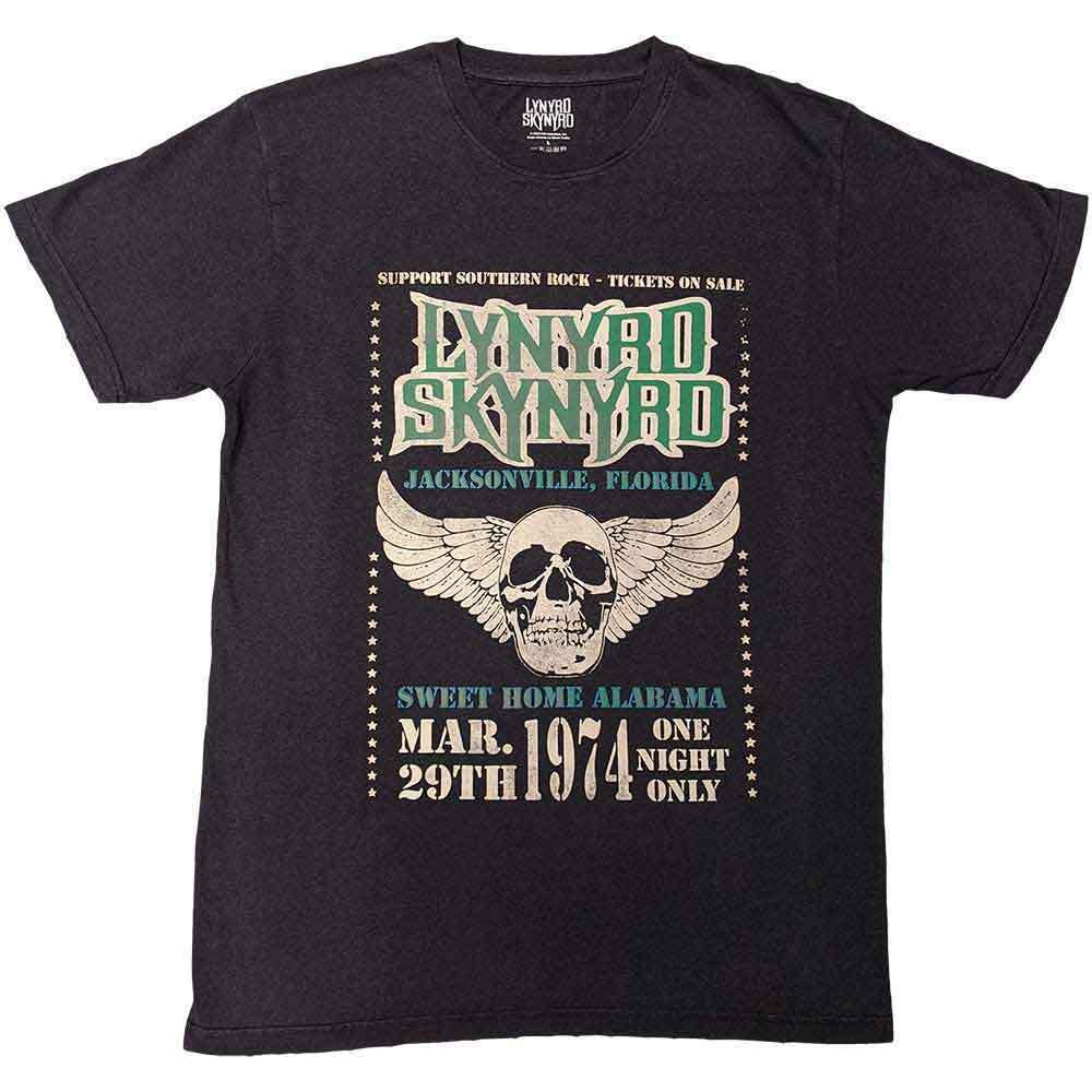 Lynyrd Skynyrd Winged Skull Pigment Dye Wash Tee for Fans