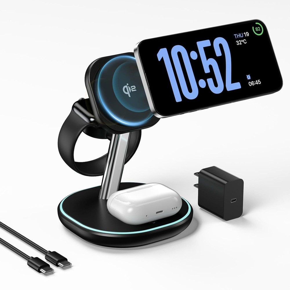 Qi2 3 in 1 Wireless Charging Station, Certified 15W Fast Wireless Charger