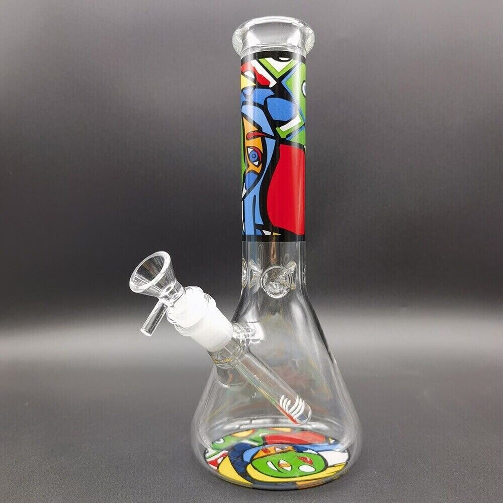 10inch Postmodernism Printed Water Pipe Glass Bong Hookah Smoking Pipes Shisha