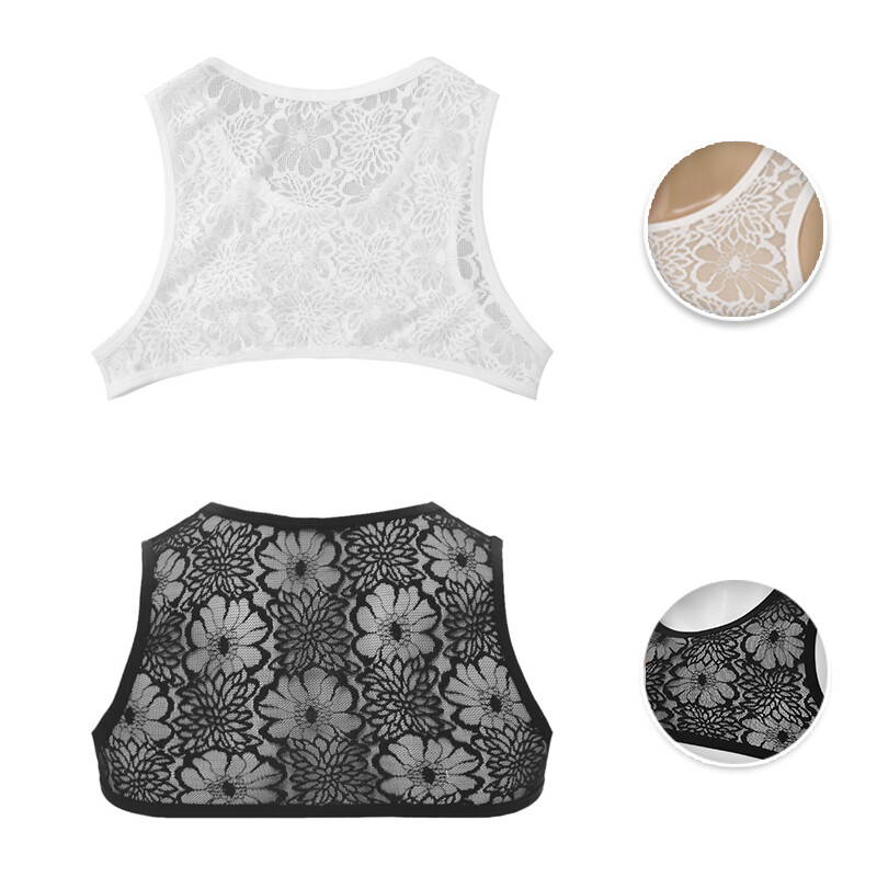 Men's Sheer Lace Sissy Muscle Tank Top Floral Crop Vest  