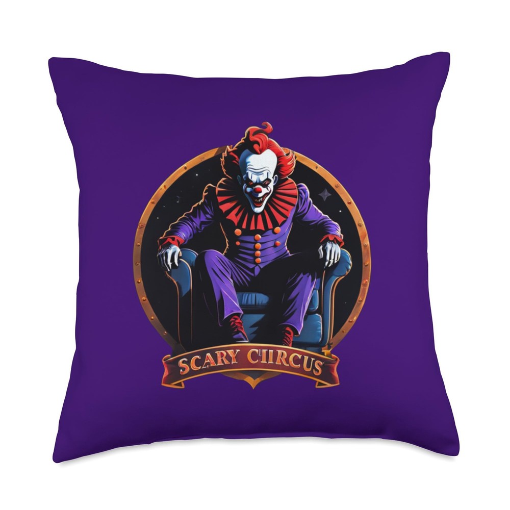 Scary Halloween Horror Clown Circus Creepy Throw Pillow