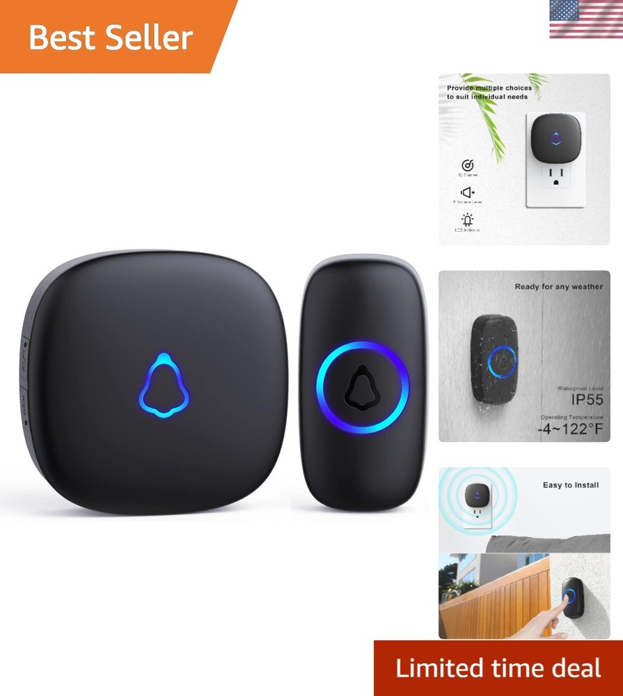 Wireless Doorbell with 58 Melodies Waterproof Long Range Easy Install